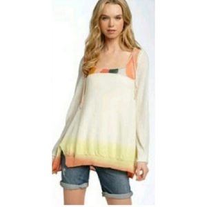 Free People Ombre Dip Dye Hoodie Tunic Sweater